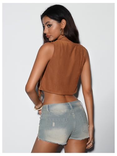 SweatyRocks Women's Fringe Sleeveless Vest Floral Embroidered 70s Hippie Crop Jacket Cardigan2