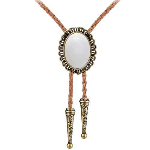Image of GelConnie Native American Bolo Tie Rodeo Cowboy Leather Necktie Western Necklace Costume Accessories for Men,Women