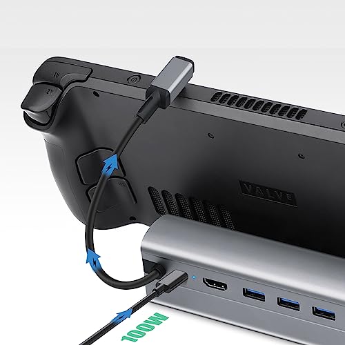 Base Hub Dock 6 em 1 USB-C, HDMI 4K, Rj45, USB 3.0, PD 100w - Para Steam Deck, Nitendo Switch, Table