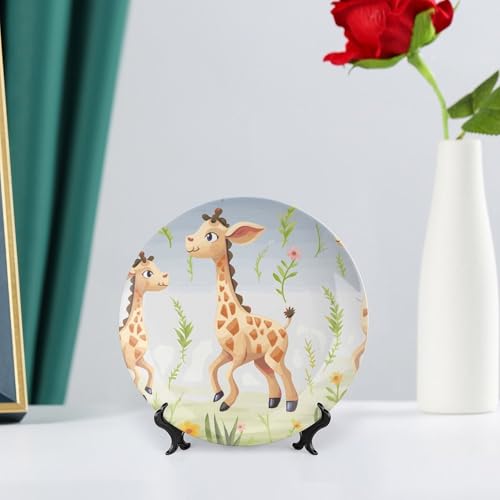 Plato decorativo de porcelana con diseño jirafa 6 pulgadas miniatura 6