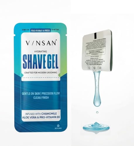 Image of Vinsan (Pack of 1, 4ml) Premium Hydrating Shave Gel Sachet - Luxury Hotel Guest Amenities & Airbnb Toiletries - Infused with Aloe Vera & Chamomile