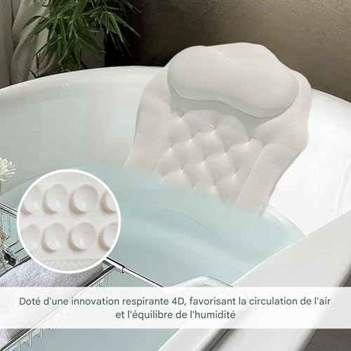Coussin de douche à ventouses Teksome et repose-tête ergonomique pour le spa à la maison - 3