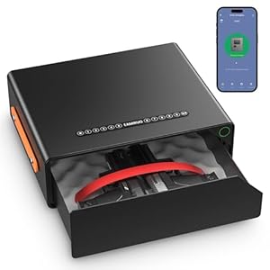 Smart Gun Safe – Biometric Gun Safe for 2-4 Pistols Quick Access Handgun Safe with Fingerprint/Keypad/Key/App Control, Pistol Safe for Nightstand Bedside Home Office（Black)