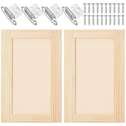 2 Pcs 16.25 W x22.5 H Unfinished Kitchen Cabinet Doors with 4 Hinges Shaker Style Cabinet Door Front Replacement for Kitchen Bathroom Vanity Closet
