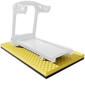 Treadmill Mat, Sound Absorbing Mat for Exercise Equipment, Double-Sided Non-Slip Floor Mat, Shock Resistan, Puzzle Exercise Mat with EVA Foam Interlocking Tiles, for Treadmill(Black+Yellow,200x