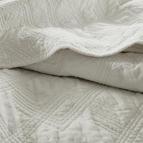 WDCOZY 100% Cotton Oversized King Quilt Set - Beige California Cal King Size Soft Lightweight Modern Bedspread, Farmhouse Country Rustic Coverlet, Textured Like Linen, Shabby Chic Bedding