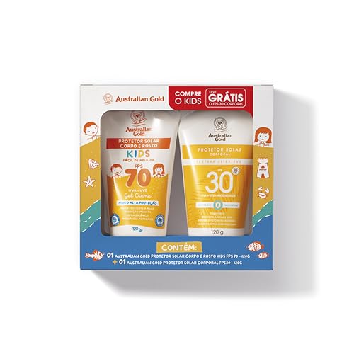 AUSTRALIAN GOLD PROMOPACK ALTA PROTEÇÃO PROTETOR SOLAR CORPORAL E KIDS FPS 30 E 70-120g
