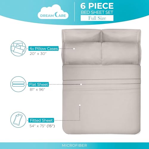 Image of DREAMCARE Full Size Sheets - 6 pcs Breathable Cooling Sheets Full Size Bed