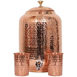 Agua Pura Dispensadores Handicraft Handloom Indian - Dispensador de agua de cobre puro martillado a mano (4 litros)