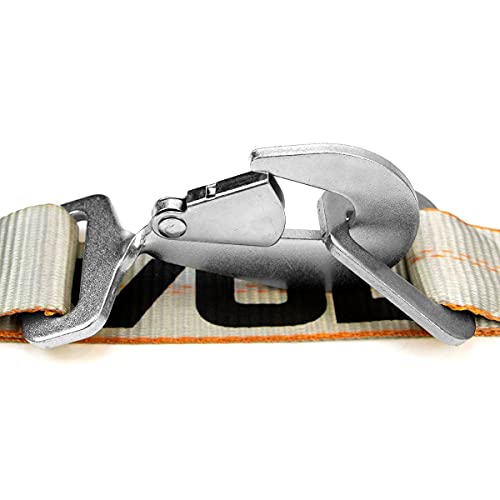 VULCAN Axle Tie Down Combo Strap with Snap Hook Ratchet - 2 Inch x 114 Inch - 4 Pack - Silver Series - 3,300 Pound Safe Working Load - Thumbnail 5