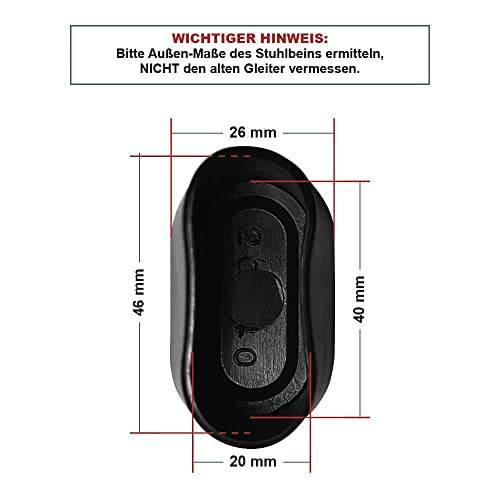 Good Glides - Tappi per piedi ovali, 40 x 20 mm