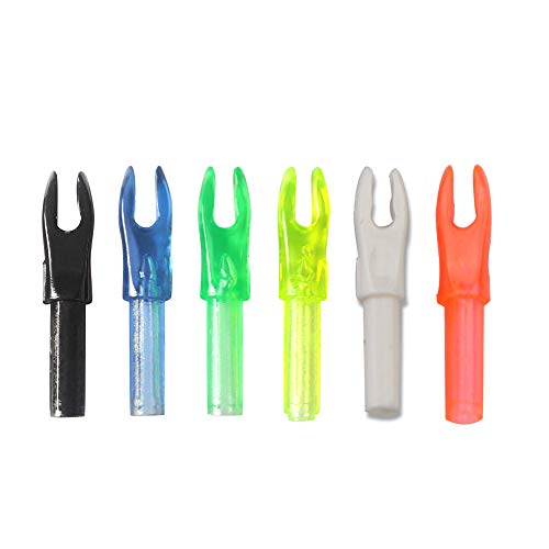 MILAEM 50 Stück Bogenschießen Pfeilnocken Austauschbare Nocken Kunststoffe insatz Pfeilschwänze für ID 4,2 mm Pfeilschaft (Transparent Orange)