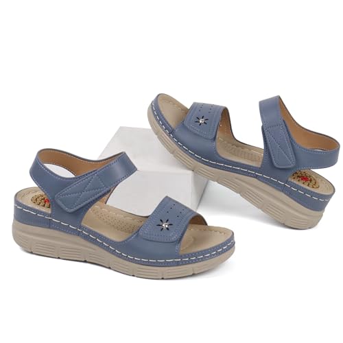 Image of JABASIC Women Comfortable Sandals Orthotic Walking Sandals Orthopedic Arch Support Sandals