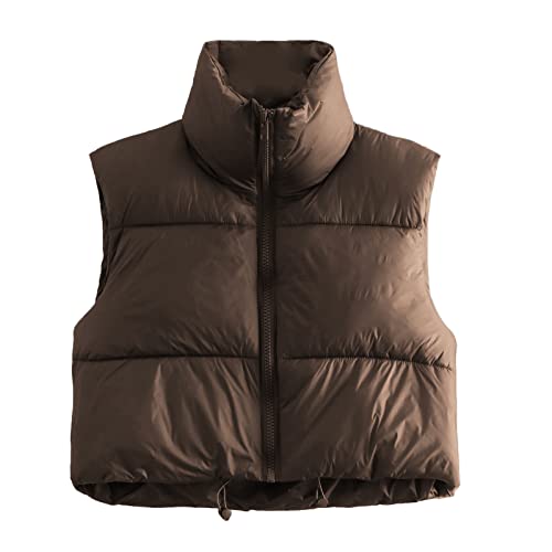 American Trends Women's Winter Crop Vest Sleeveless Puffer Vests for Women Jacket Outwear Coat