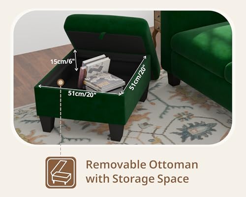 Image of SRMS Sectional Couches for Living Room 78 inch L Shaped Sofa with Storage Ottoman | Free 3 - Pillows | Sofa Set for living Room, Office | Modern Classic 3 Seater Sofa Set | Timeless Appeal | | Dark Green