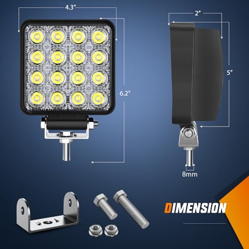 Image of Nilight Ranger Backup Light 48W Flood Reverse Rear Lights Tractor LED Pod Lighting Plug and Play Kit Compatible with Polaris Ranger 1000 XP Crew 2018 2019 2020 2021 2022 2023 2024
