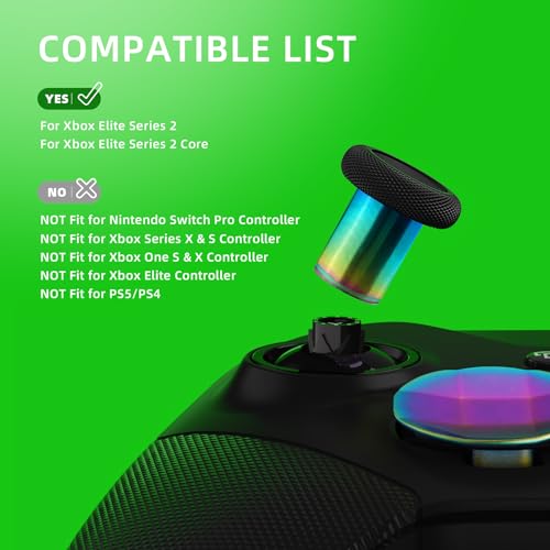 Image of eXtremeRate 13 in 1 Metal Thumbsticks for Xbox One Elite Series 2 Controller, Metal Joystick & Adjustment Tool, D-Pads, Paddles for Elite Series 2 Core Controller - Metallic Rainbow Aura Blue & Purple
