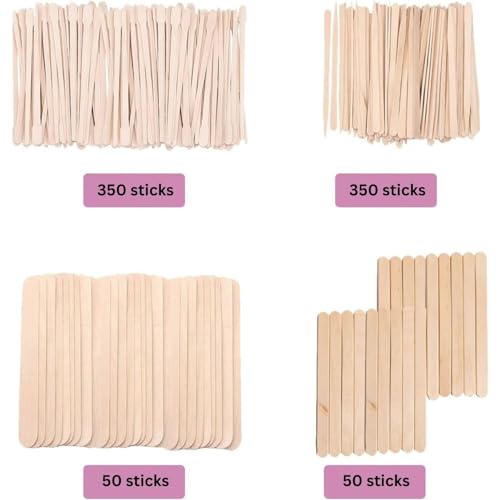 Image of Mibly 4 Style Assorted Wooden Wax Sticks for Body Legs Face and Small Medium Large Sizes Eyebrow Waxing Applicator Spatulas for Hair Removal or Wood Craft Sticks (Pack of 800)