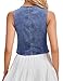 Genhoo Denim Vest Sleeveless Jean Vest Top for Women V Neck Button Down Cropped Denim Top with Pockets