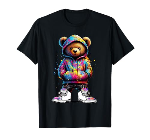 Hip Hop Teddy Bear Colorido Urban Rap Música Breakdancing Camiseta