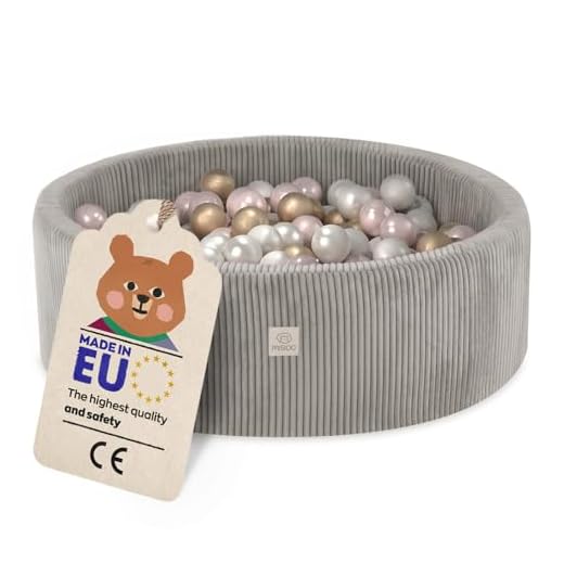 MISIOO Bällebad mit Schaumstoff-Füllung - 90x30cm - 200 Bälle - Hochwertige Bällebad Bälle für Kinder - Weiches und Sicheres Spielzeug - Waschbar