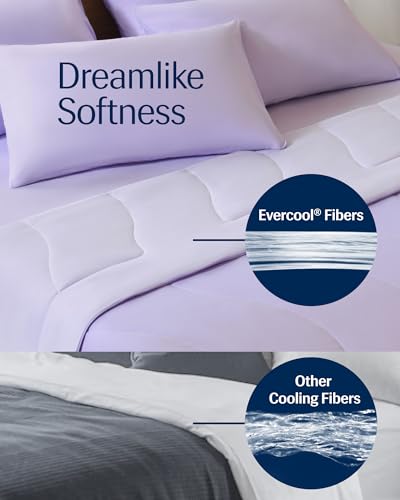 Image of REST Evercool Cooling Comforter, Twin /Twin XL, Blanket for Hot Sleepers, All Season Bedding to Keep Cool for Night Sweats, Breathable Lightweight Blanket, 68 inchx90 inch Inches, Lavender Breeze