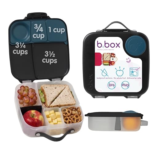 Image of b.box Lunch Box for Big Eaters All Ages - 8.5 Cup Leak Proof Bento Box with 4 Compartments, School Lunch Container with Ice Pack, Dishwasher Safe, BPA-Free, PFAS-Free - Night Vision