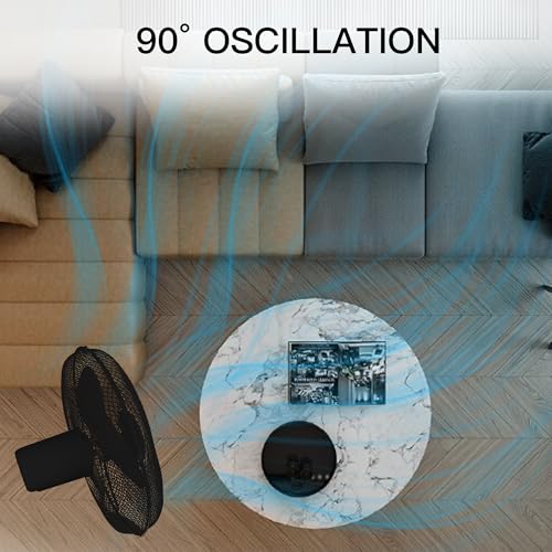 COZYBRITE Pedestal Fan Cooling 16 inch Standing Electric Oscillating Floor Fans with 3 Speed Setting Adjustable Height Tilt Angle for Living Room Bedroom Home Use FS40-3 (Black) - Image 4