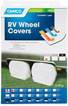 Camco 45321 Vinyl Wheel & Tire Protector, 2 pack (24 inches-26 inches , White)