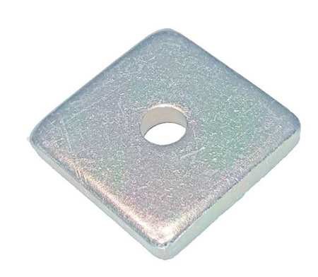 Channel Square Washer, 1/4 In, Silver, PK25