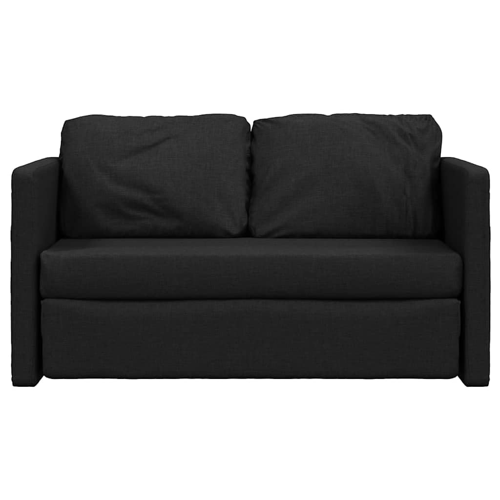 Sofá de suelo con función de dormir negro 112 x 174 x 55 cm de tela, sofá cama 2 en 1 sofá cama sofá con cojín, banco, salón para salón, habitación de invitados, oficina, duradero, cómodo