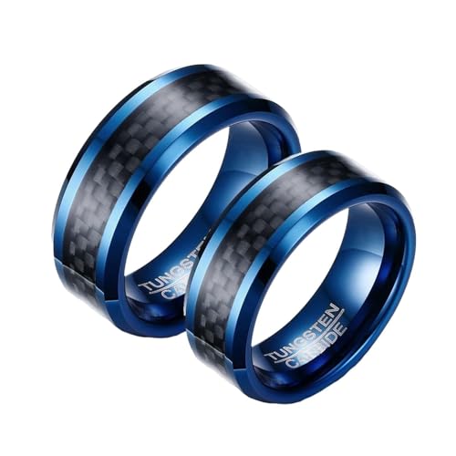 Bague couple tungstène Daesar alliance style urbain anneau quotidien carbone noir bleu