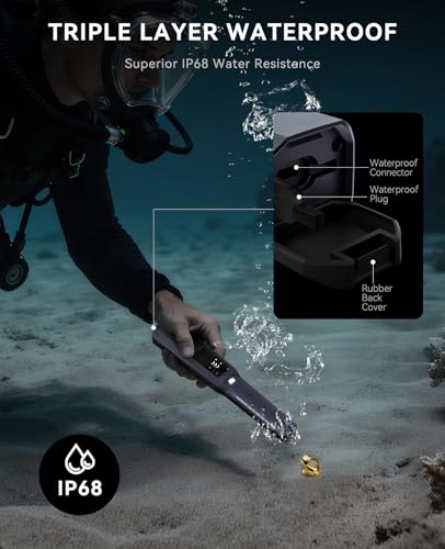 Image of SUNPOW Metal Detector Pinpointer Rechargeable with LCD Screen - Adjustable Sensitivity, 4 Modes, IP68 Waterproof Handheld Metal Detector Wand for Adults & Kids - GD01