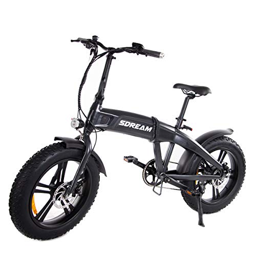 SDU Folding Electric Bike SDREAM X500, Pedal-Assist Ebike for Beach/Snow/Mountain/Urban, 4.0″ Fat Tire