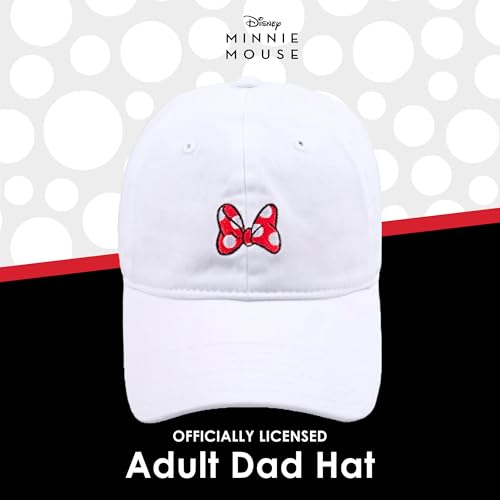 Image of Disney Minnie Mouse Dad Hat, Cotton Adjustable Baseball Cap with Curved Brim