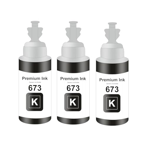 Image of Duplex DTC T673 Compatible Refill Ink for Epson L805, L800, L1800, L810, L850 Printer - Compatible Ink Bottle for Epson T673 Ink Code (T673 Black Ink 3 Pcs)