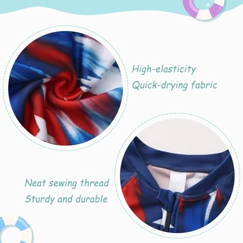 Image of Girls One Piece Rash Guard Swimsuits for Girl Short Sleeve Bathing Suits with Front Zipper Sun Protection Swimwear 3-16 Years