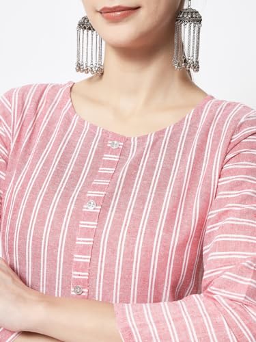 Image of Women's Mix Cotton Regular Fit Solid A Line Chambray Long Kurta with Elegant Design | Super Soft Comfortable Tendy Outfit with Fashion Pattern