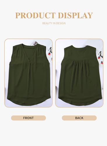 Image of Eytino Womens Plus Size Tank Tops Summer Sleeveless V Neck Casual Loose Chiffon Blouse Office Work Shirts(1X-5X)