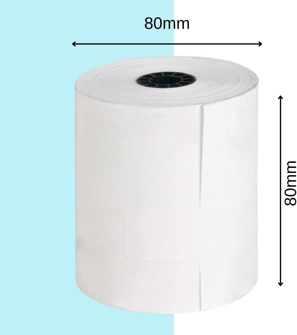 Double Dragon, 80 x 80 mm Premium Thermal Paper Till Receipt Roll for EPOS Printer, POS Terminal, Cash Register [Pack of 5]