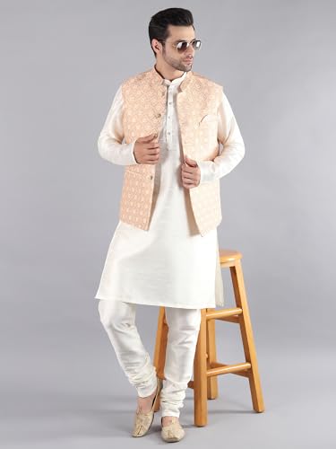Image of Uri and MacKenzie Men's Silk Blend Kurta Pajama with Designer Ethnic Nehru Jacket /Modi Jacket