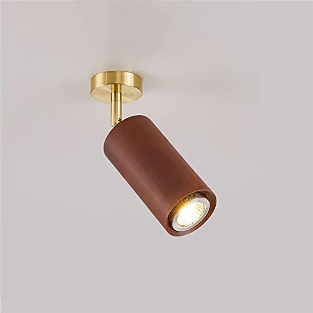 Foco techo aluminio estilo industrial moderno foco direccional orientable | Lámparas de acento textura imitación nogal for cocina y pasillo(White light,1 head)