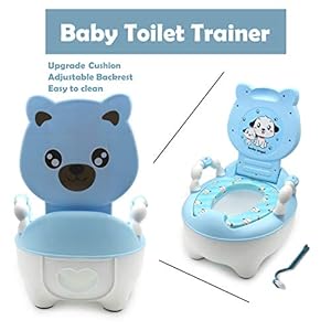 HTTMT- Baby Kids Blue Bear Portable Potty Training Toilet Seat With Pad Toddler Lovely Toilet Comfortable Soft Seat…