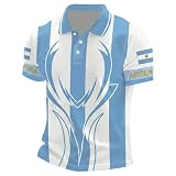 Munweiyu Fußballweltmeisterschaft Argentinien Trikot Herren Poloshirt Flaggendruck Kurzarm Trikots Rundhals Fussballtrikot Fanshirt WM Weltmeisterschaft Polohemd Fanbekleidung