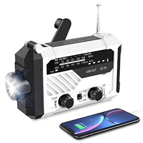Tragbare Handkurbel AM FM-Radio Solar Notfall NOAA Wetterradio 2000Mah Handy-Ladegerät Mit LED-Taschenlampe Leselampe SOS-Alarm Für Haushalt Und