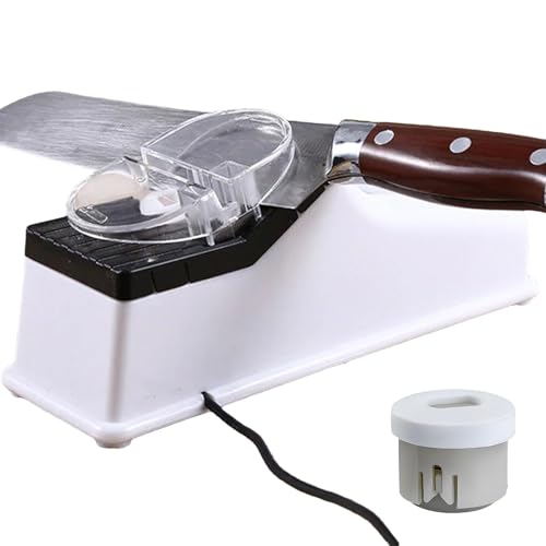 Affilacoltelli elettrico - Strumento per affilare i coltelli professionale 4 in 1 | Affilatura e lucidatura rapide in 5 secondi con copertura protettiva, affilacoltelli bifacciale