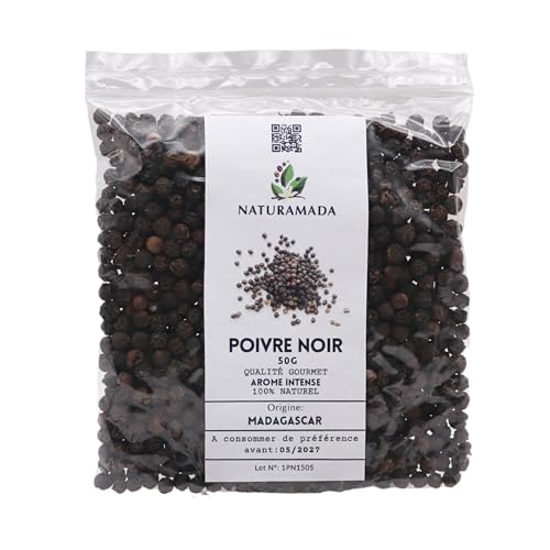 Naturamada - Pimienta negra de Madagascar - Piper nigrum en Granos - Calidad Gourmet - 100% Natural (100 g)