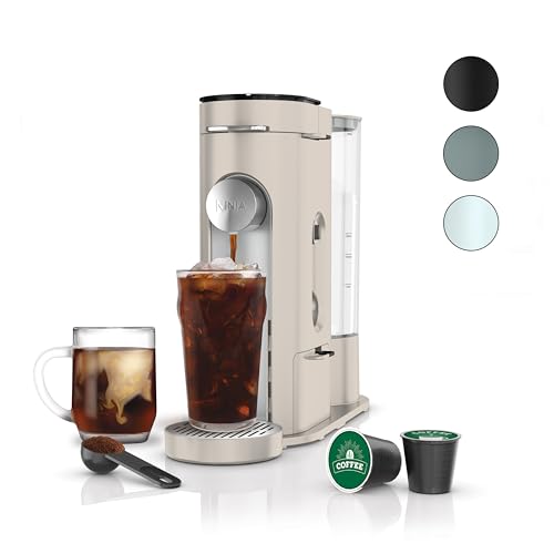 Ninja Pods & Grounds Single-Serve Coffee Maker, K-Cup Pod Compatible, Brews Grounds, Compact Design, 56-oz. Reservoir, 6-oz. Cup to 24-oz. Travel Mug Brew Sizes, Iced Coffee Maker, Stone, PB041ST by Ninja - Used condition - US$67.01