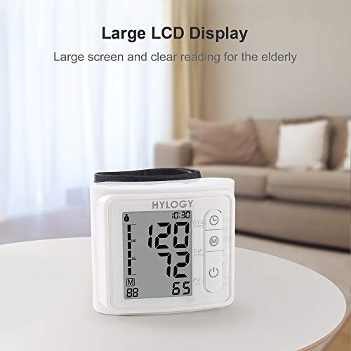 Wrist Blood Pressure Monitor, HYLOGY Blood Pressure Monitor Fully Automatic Blood Pressure and Pulse Measurement with 2 x 90 Memories, High Accuracy, LCD Display, Portable for Home use - Thumbnail 5