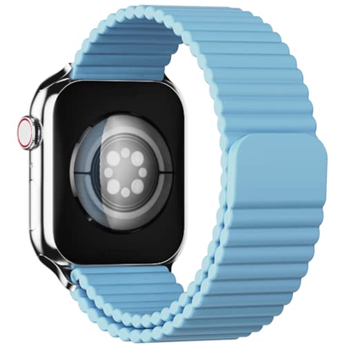 Image of HeiKe Magnetic Silicone Band for Apple Watch Band 49mm 46mm 45mm 44mm 42mm 41mm 40mm 38mm for Men Women,Sport Loop iWatch Wristband Strap for Apple Watch Ultra 3 2 1 SE Series 11 10 9 8 7 6 5 4 3 2 1